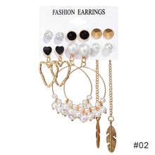 Load image into Gallery viewer, Women Pearl Ring Stud Earrings Set Creative Retro Simple Earrings Fashion All-match Earrings Temperament Accessories Jewelry
