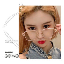 Load image into Gallery viewer, Women Blue Light Blocking Glasses Metal Large Frame Glasses Transparent Glasses Blocking Filter Computer Glasses
