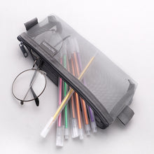 Load image into Gallery viewer, Large Capacity Stationery Transparent Mesh Pencil Case Office School Supplies Makeup Bag Organizer with Zipper
