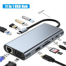 Load image into Gallery viewer, 11 in 1 HUB3.0 Type-C Docking Station USB-C Converter 3.5MM AUX Multi-interface Adapter 4K HDMI Dock Station PC Laptop Splitterg CVC Noise Reduction Headsets

