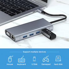 Load image into Gallery viewer, 11 in 1 HUB3.0 Type-C Docking Station USB-C Converter 3.5MM AUX Multi-interface Adapter 4K HDMI Dock Station PC Laptop Splitterg CVC Noise Reduction Headsets
