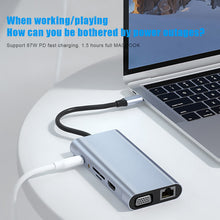 Load image into Gallery viewer, 11 in 1 HUB3.0 Type-C Docking Station USB-C Converter 3.5MM AUX Multi-interface Adapter 4K HDMI Dock Station PC Laptop Splitterg CVC Noise Reduction Headsets
