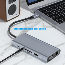 Load image into Gallery viewer, 11 in 1 HUB3.0 Type-C Docking Station USB-C Converter 3.5MM AUX Multi-interface Adapter 4K HDMI Dock Station PC Laptop Splitterg CVC Noise Reduction Headsets
