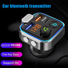 Load image into Gallery viewer, Car MP3 Player Bluetooth 5.0 FM Transmitter One Key Bass Microphone Handsfree Music Play USB QC3.0 PD 20W Quick Charger
