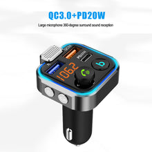 Load image into Gallery viewer, Car MP3 Player Bluetooth 5.0 FM Transmitter One Key Bass Microphone Handsfree Music Play USB QC3.0 PD 20W Quick Charger
