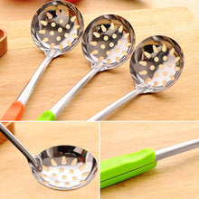 Load image into Gallery viewer, Stainless Steel Soup Spoon Colander Colorful Handle Spoon With Hole Hangable Non-Hole Colander Kitchen Tools Accessories
