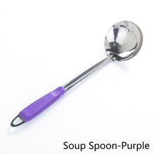 Load image into Gallery viewer, Stainless Steel Soup Spoon Colander Colorful Handle Spoon With Hole Hangable Non-Hole Colander Kitchen Tools Accessories
