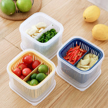 Load image into Gallery viewer, Square Drain Sealed Box Ginger Garlic Onion Food Vegetable 2 in1 Container Storage Fridge Box Durable Kitchen Fresh-keeping Box
