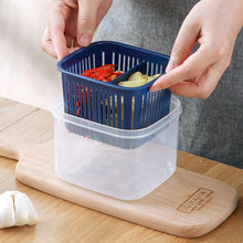 Load image into Gallery viewer, Square Drain Sealed Box Ginger Garlic Onion Food Vegetable 2 in1 Container Storage Fridge Box Durable Kitchen Fresh-keeping Box
