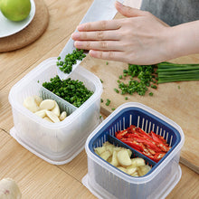 Load image into Gallery viewer, Square Drain Sealed Box Ginger Garlic Onion Food Vegetable 2 in1 Container Storage Fridge Box Durable Kitchen Fresh-keeping Box

