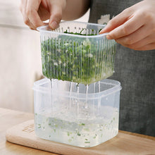 Load image into Gallery viewer, Square Drain Sealed Box Ginger Garlic Onion Food Vegetable 2 in1 Container Storage Fridge Box Durable Kitchen Fresh-keeping Box
