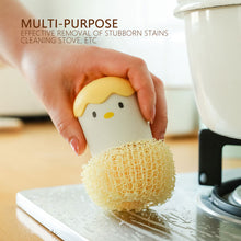 Load image into Gallery viewer, Kitchen Cartoon Eggshell Fiber Ball Pot Brush Washing Pot Brush with Handle Chicken Dishes Fiber Ball Cleaning Brush
