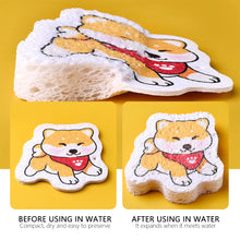 Load image into Gallery viewer, Magic Wood Pulp Dishwashing Sponge Cartoon Compressed Reusable Sponge Bowl Brush Towel Dishcloth Kitchen Household Cleaning
