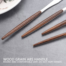 Load image into Gallery viewer, Wooden Tableware for Kitchen Cutlery Set Stainless Steel Dinnerware Glossy Wood Western Food Knife fork Teaspoon
