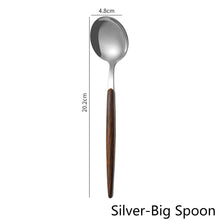 Load image into Gallery viewer, Wooden Tableware for Kitchen Cutlery Set Stainless Steel Dinnerware Glossy Wood Western Food Knife fork Teaspoon
