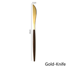 Load image into Gallery viewer, Wooden Tableware for Kitchen Cutlery Set Stainless Steel Dinnerware Glossy Wood Western Food Knife fork Teaspoon
