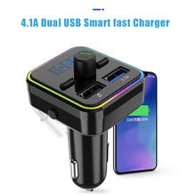 Load image into Gallery viewer, Dual USB Smart Fast Charger TF U Disk Bluetooth-compatible 5.0 FM Transmitter Car MP3 Player Wireless Handsfree Audio Receiver
