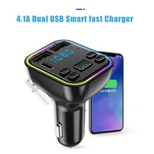 Load image into Gallery viewer, Dual USB Smart Fast Charger Bluetooth-compatible 5.0 Transmitter Ambient Light Car MP3 Player Wireless Handsfree Audio Receiver
