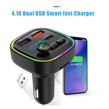 Load image into Gallery viewer, Vehicle Bluetooth-compatible 5.0 MP3 Player Wireless Transmitter QC3.0 Type-C Smart Fast Charger Handsfree Audio Receiver
