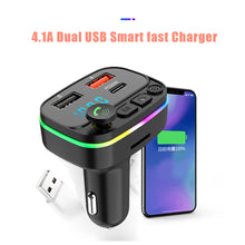 Load image into Gallery viewer, Auto Fast Charger MP3 Music Player Navigation Voice Reports Handsfree Audio Receiver Wireless Bluetooth 5.0 FM Transmitter

