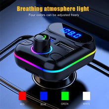 Load image into Gallery viewer, Wireless Car Kit MP3 Player Ambient Light Fast Charger Bluetooth-compatible 5.0 FM Transmitter Handsfree Audio Receiver
