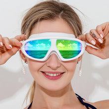 Load image into Gallery viewer, Swimming Goggles Adults Waterproof Large Frame Swim Diving Mask UV Anti Fog Adjustable Pool Glasses With Silicone Ear Plugs
