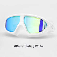 Load image into Gallery viewer, Swimming Goggles Adults Waterproof Large Frame Swim Diving Mask UV Anti Fog Adjustable Pool Glasses With Silicone Ear Plugs
