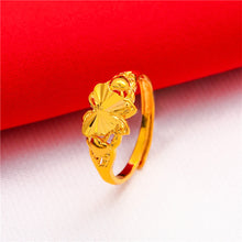 Load image into Gallery viewer, Fashion Vietnam Sha Jin Hollow Adjustable Bracelet Gold Rose Ring 3D Alloy Hard Gold Women Elegant Jewelry Accessories
