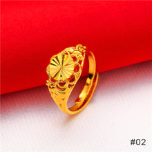 Load image into Gallery viewer, Fashion Vietnam Sha Jin Hollow Adjustable Bracelet Gold Rose Ring 3D Alloy Hard Gold Women Elegant Jewelry Accessories
