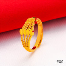 Load image into Gallery viewer, Fashion Vietnam Sha Jin Hollow Adjustable Bracelet Gold Rose Ring 3D Alloy Hard Gold Women Elegant Jewelry Accessories
