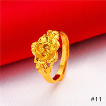 Load image into Gallery viewer, Fashion Vietnam Sha Jin Hollow Adjustable Bracelet Gold Rose Ring 3D Alloy Hard Gold Women Elegant Jewelry Accessories
