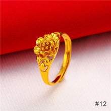 Load image into Gallery viewer, Fashion Vietnam Sha Jin Hollow Adjustable Bracelet Gold Rose Ring 3D Alloy Hard Gold Women Elegant Jewelry Accessories
