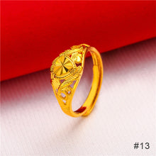 Load image into Gallery viewer, Fashion Vietnam Sha Jin Hollow Adjustable Bracelet Gold Rose Ring 3D Alloy Hard Gold Women Elegant Jewelry Accessories
