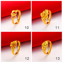 Load image into Gallery viewer, Fashion Vietnam Sha Jin Hollow Adjustable Bracelet Gold Rose Ring 3D Alloy Hard Gold Women Elegant Jewelry Accessories
