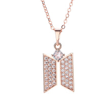 Load image into Gallery viewer, Fashion Double Diamond Gold Plated Pendant Full Diamond Super Flash Necklace Women's Short Clavicle Chain Accessories

