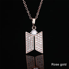 Load image into Gallery viewer, Fashion Double Diamond Gold Plated Pendant Full Diamond Super Flash Necklace Women's Short Clavicle Chain Accessories
