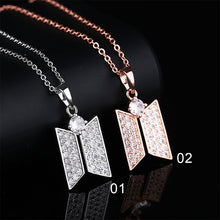 Load image into Gallery viewer, Fashion Double Diamond Gold Plated Pendant Full Diamond Super Flash Necklace Women's Short Clavicle Chain Accessories
