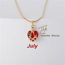 Load image into Gallery viewer, 18K Gold-plated Diamond Birthstone Necklace Crystal Heart-shaped Birthday Stone Pendant Titanium Steel Necklace Girl Gift
