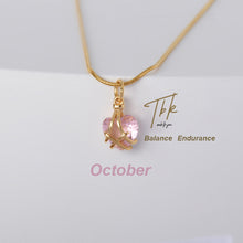 Load image into Gallery viewer, 18K Gold-plated Diamond Birthstone Necklace Crystal Heart-shaped Birthday Stone Pendant Titanium Steel Necklace Girl Gift
