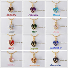 Load image into Gallery viewer, 18K Gold-plated Diamond Birthstone Necklace Crystal Heart-shaped Birthday Stone Pendant Titanium Steel Necklace Girl Gift
