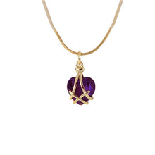 Load image into Gallery viewer, 18K Gold-plated Diamond Birthstone Necklace Crystal Heart-shaped Birthday Stone Pendant Titanium Steel Necklace Girl Gift
