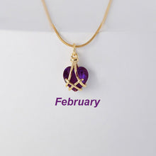 Load image into Gallery viewer, 18K Gold-plated Diamond Birthstone Necklace Crystal Heart-shaped Birthday Stone Pendant Titanium Steel Necklace Girl Gift
