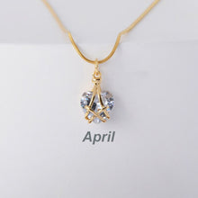 Load image into Gallery viewer, 18K Gold-plated Diamond Birthstone Necklace Crystal Heart-shaped Birthday Stone Pendant Titanium Steel Necklace Girl Gift
