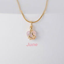 Load image into Gallery viewer, 18K Gold-plated Diamond Birthstone Necklace Crystal Heart-shaped Birthday Stone Pendant Titanium Steel Necklace Girl Gift
