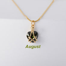 Load image into Gallery viewer, 18K Gold-plated Diamond Birthstone Necklace Crystal Heart-shaped Birthday Stone Pendant Titanium Steel Necklace Girl Gift

