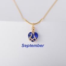 Load image into Gallery viewer, 18K Gold-plated Diamond Birthstone Necklace Crystal Heart-shaped Birthday Stone Pendant Titanium Steel Necklace Girl Gift
