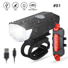 Load image into Gallery viewer, Bike Light MTB Road Bike Bicycle Front Back Rear Taillight USB Rechargeable Cycling Safety Warning Light Bicycle Lamp Flashlight
