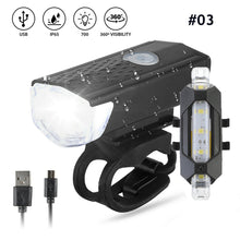 Load image into Gallery viewer, Bike Light MTB Road Bike Bicycle Front Back Rear Taillight USB Rechargeable Cycling Safety Warning Light Bicycle Lamp Flashlight
