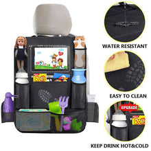 Load image into Gallery viewer, Auto BackSeat Organizer with Touch Screen Tablet Holder Car Seat Back Protector Kick Mats Travel Storage Bag for Trip Kids Children
