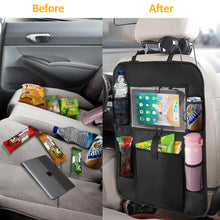 Load image into Gallery viewer, Car Backseat Organizer with Touch Screen Tablet Holder Auto Storage Pockets Cover Car Seat Back Protectors for Trip Kids Travel
